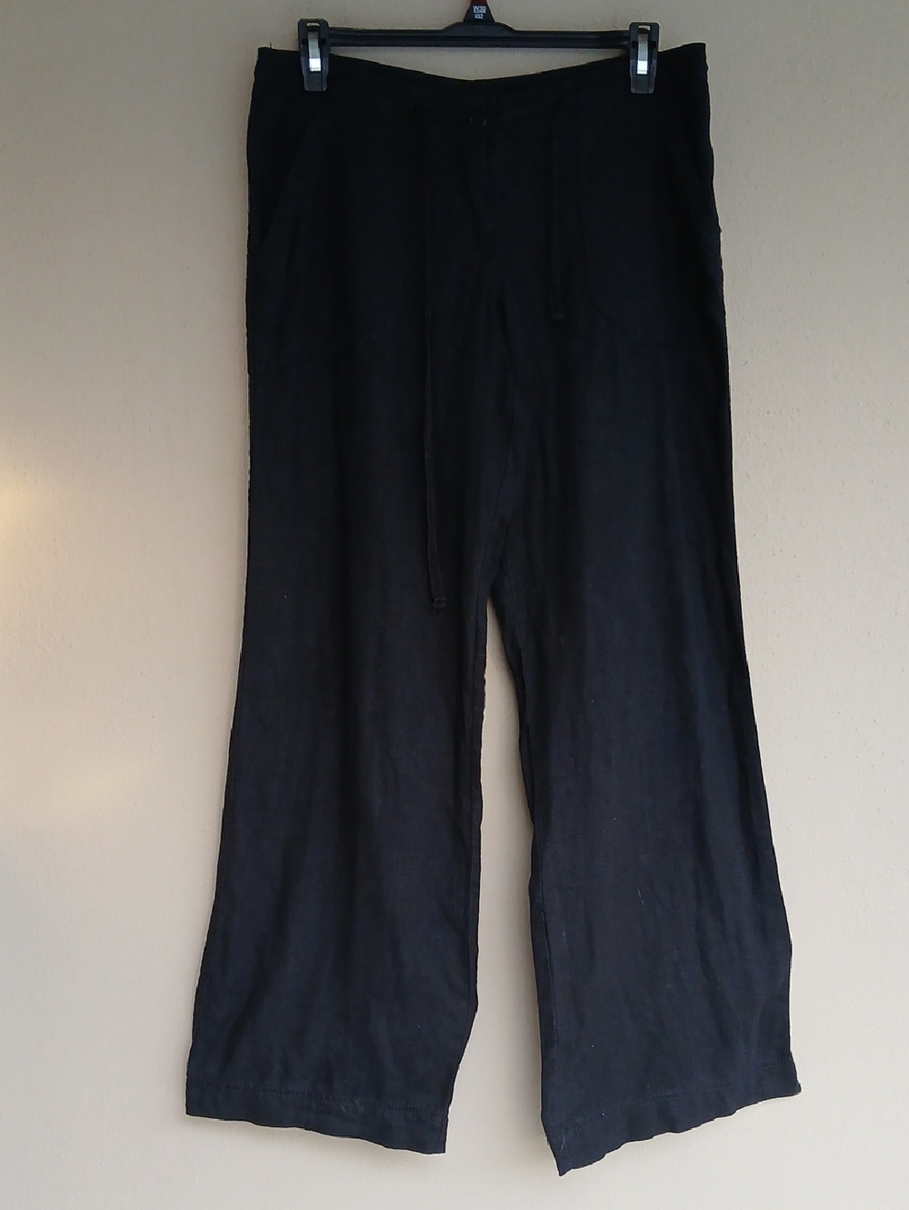 Linen Pants Black Wide Leg Medium